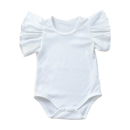 

Pudcoco Toddler Newborn Infant Baby Girls Ruffle Romper Bodysuit Jumpsuit Solid Color Cotton O-Neck One-Piece Outfits Clothes
