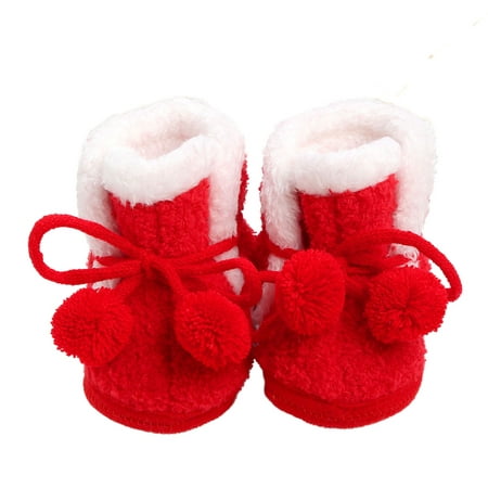 

Musuos Baby Cute Plush Flat Shoes Non-Slip Soft Sole First Walker Winter Warm Crib Shoes