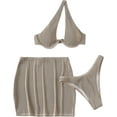 thumbnail image 3 of Coco&Chic Women's 3 Piece One Shoulder Bathing Suit Push Up Cut Out Bikini Swimsuit & Beach Skirt Set, 3 of 6