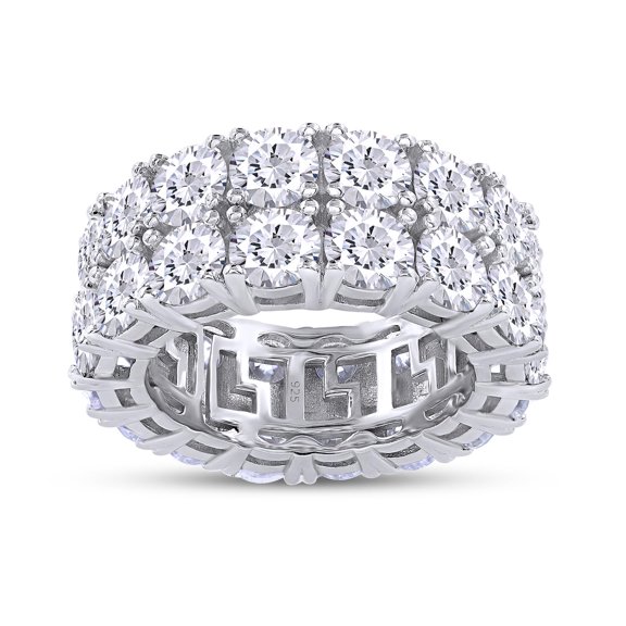 9MM Width Moissanite Wedding Band Full Eternity Rings for Women, 12.75 Cttw 4.5MM Round Lab Created Moissanite Diamond 2-Row Anniversary Band Ring In 18K White Gold Over Sterling Silver-6