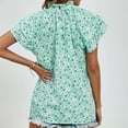 thumbnail image 6 of Lovskoo 2024 Womens Summer Tops Casual Ruffled Mock Neck Floral Print Shirts Smocked Ruffle Short Sleeve Babydoll Blouses Green XL, 6 of 7