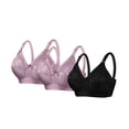 thumbnail image 2 of WQNVRNR Womens Plus Size Bra- Wirefree Lace Adjustable Wide Strap Push Up Everyday Bralette 3PC Pink Size 44, 2 of 3