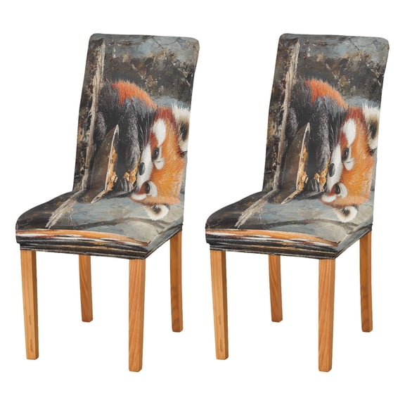 BZSMCE Chairs Slipcovers Dining Chair Covers Red Panda Painting Creative Pattern