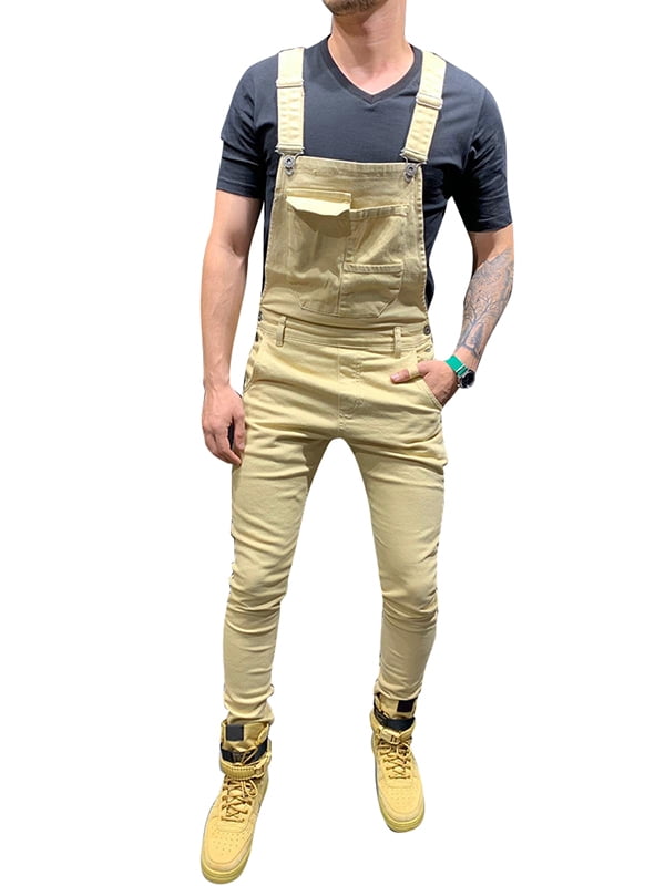 JDinms Men's Denim Bib Overalls Slim Fit Jumpsuit with Pocket - Walmart.com