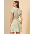 thumbnail image 4 of INSPIRE CHIC Robe Ceinturée à Fleurs pour Femme, Col en V Croisé, Manches Pétales, 4 of 6