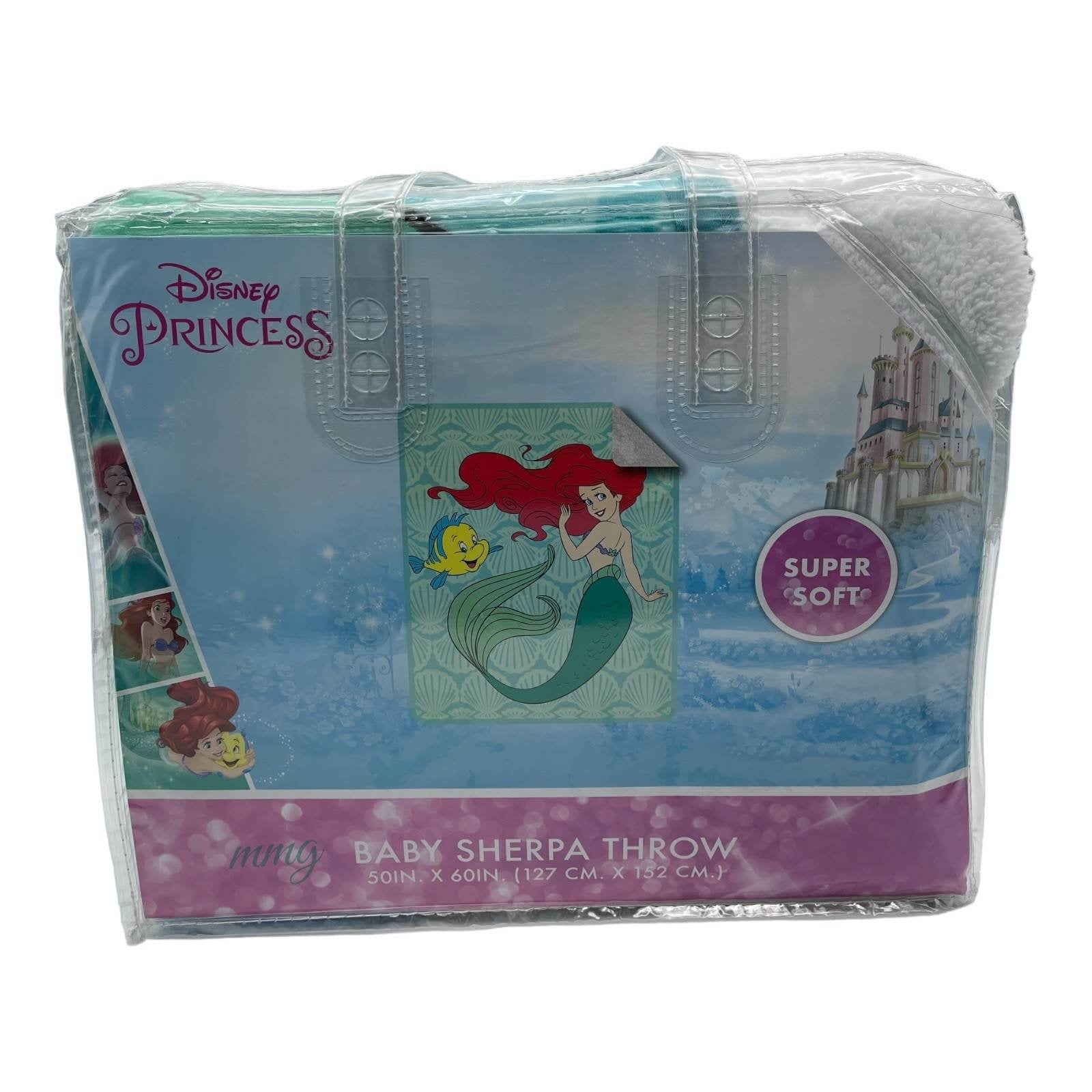 Little Mermaid Ariel Flounder Baby Sherpa Throw Soft Blanket 50" x 60