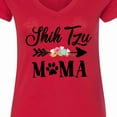 thumbnail image 4 of Inktastic Shih Tzu Mama with Flowers and Arrow Women's V-Neck T-Shirt, 4 of 5