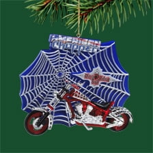 Carlton Cards 3" Ornement de Noël en Verre de Moto Chopper Américain Bleu et Rouge