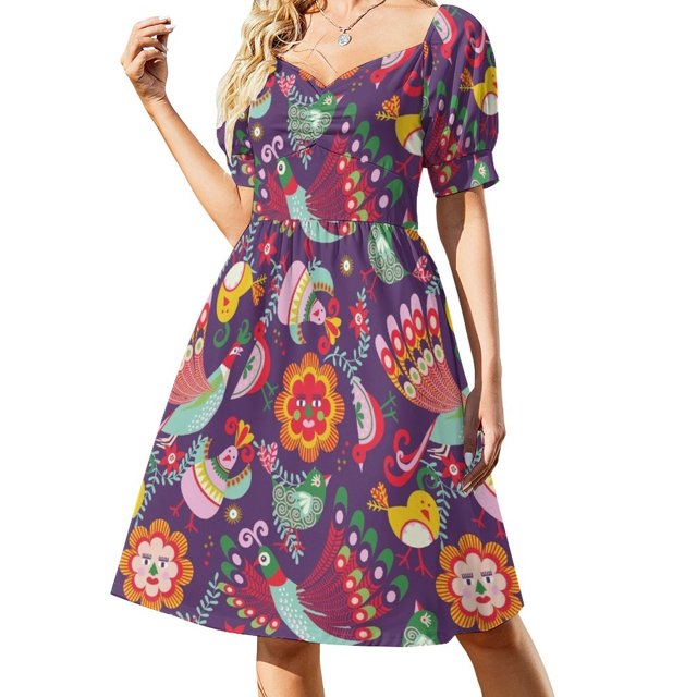 birdies folkart Scandinaves Robe Sans Manches Violette Robe d'Anniversaire pour Femmes Robes de Soirée pour Femmes 2024