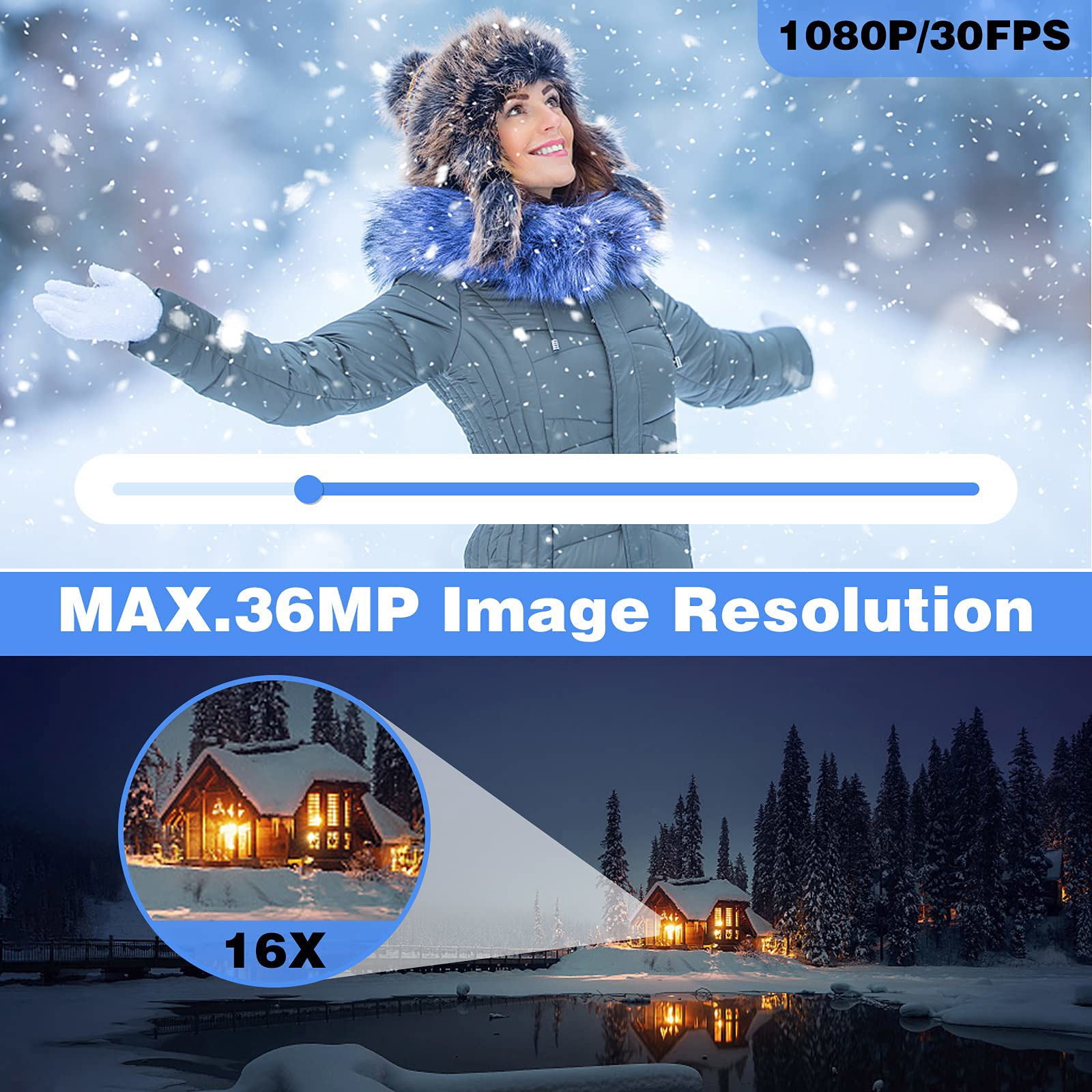 Video Camera Camcorder for Filming with 32G SD Card FHD 1080P 36MP 30FPS 3” 270° Rotating IPS Screen IR Night Vision Vlogging Camera for YouTube