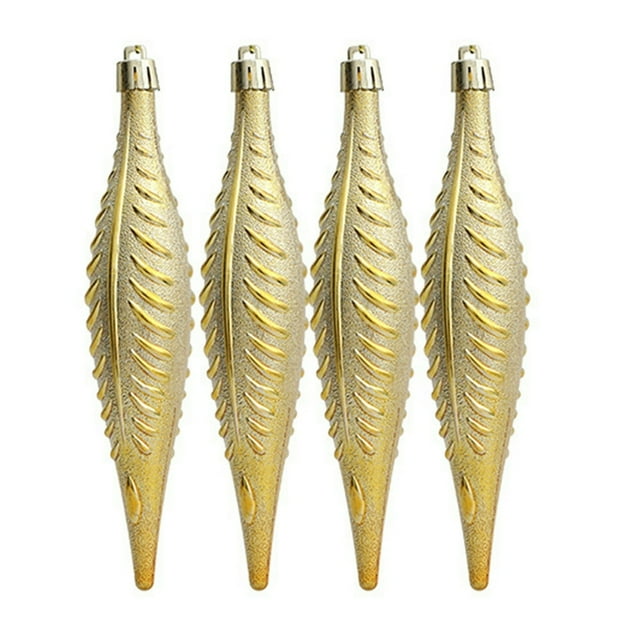 4Pcs Christmas Four Leaf Urchin Pendant Shiny Design with Hanging Hole Long Lasting Wide Application Small Christmas Tree Decorations