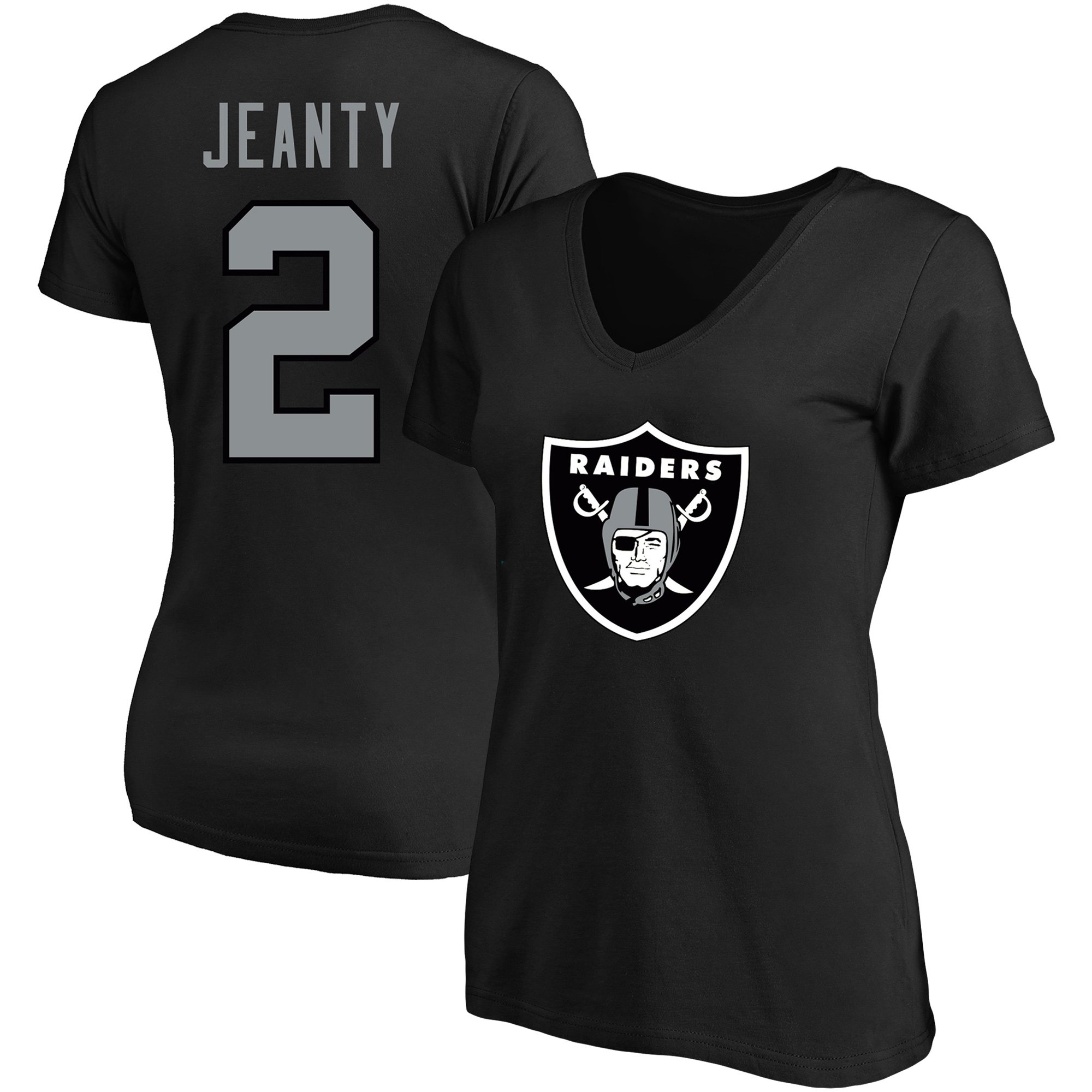 Women's Fanatics Ashton Jeanty Black Las Vegas Raiders Plus Size Name & Number V-Neck T-Shirt