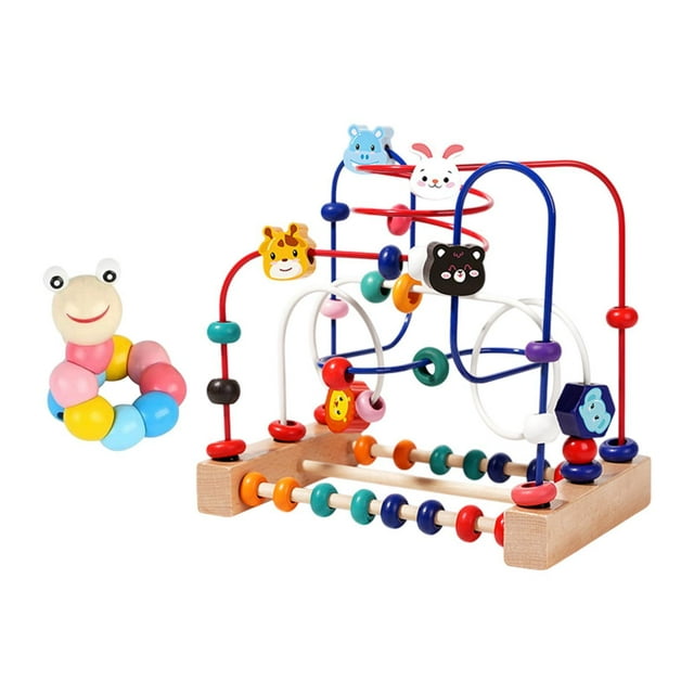 Bead Maze Toy Beads Roller Animaml Habilidades sensoriales temáticas Matemáticas Matemáticas para niños Regalo Baby Baby Prescolar de madera Círculo e