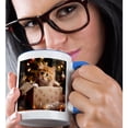 thumbnail image 2 of 3drose, Photograph of a Kitten Sitting Inside a Box Beside a Christmas Tree., 11oz Two-tone Blue Mug, 2 of 6