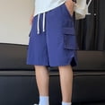 thumbnail image 4 of Men's 5" Running Shorts Quick Dry Athletic Workout Gym Shorts with Cargo Pockets Navy, 4 of 5