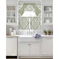 thumbnail image 3 of Baroque Sage Green Swag Kitchen Curtains Sets for Windows 24 Inch Length, Vintage Damask Classic Floral Short Window Curtain Panels Swags Valances and Tiers 3 Piece Set for Cafe/Dining Room, 3 of 5