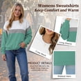 thumbnail image 3 of TEMOFON Womens Sweatshirts Long Sleeve Shirts for Fall Tops Crew Neck Winter Clothes Loose Fitting Tops for Women Colorblock Green L, 3 of 9