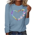 thumbnail image 1 of Jsaierl Hauts de la Saint-Valentin pour Femmes Tendance Coloré Patte de Chien Cœur Graphique T-Shirts Décontractés Col Rond Manches Longues, 1 of 3