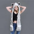 thumbnail image 2 of Aoochasliy Winter Scarves for Women Clothes Male Female Faux Animal Hood Cap Mittens Ears Cartoon Hat Gloves Scarf Pocket, 2 of 6