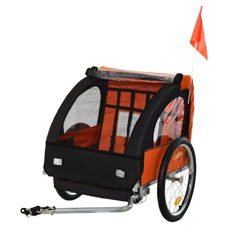 UPC: 0842525185646 | Aosom 2-Seat Kids Child Bicycle Trailer Orange