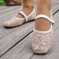 thumbnail image 6 of Women's Elegant Square Toe Embroidered Strappy Flat Pumps Single Ankle Strap Soft Sole Lightweight Breathable Non Slip Comfortable Casual Shoes For Everyday Wear Gold 40, 6 of 7
