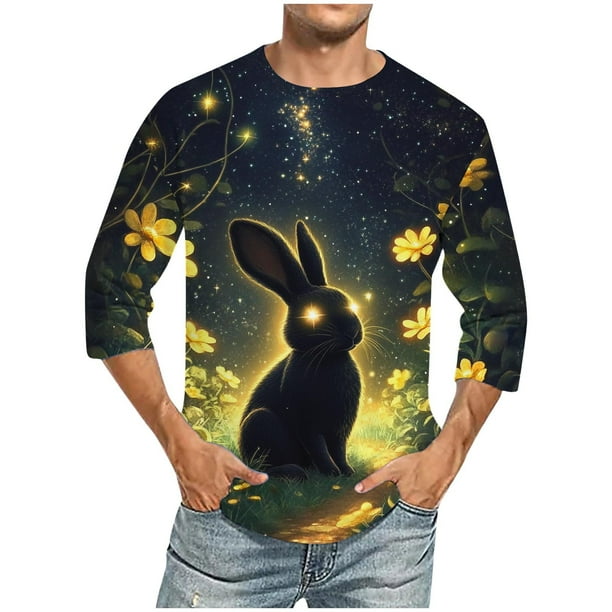 Blusas y camisas de manga larga con cuello redondo para hombre, blusa informal con estampado de cuello redondo y manga corta, blusa estampada para hombre