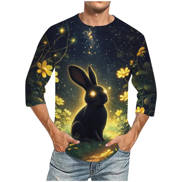 Blusas y camisas de manga larga con cuello redondo para hombre, blusa informal con estampado de cuello redondo y manga corta, blusa estampada para hombre
