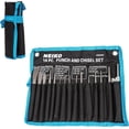 thumbnail image 2 of LAICAIW 02626A Punch and Chisel Set | 16 Piece | Cold Chisels, Taper, Pin & Center Punches | Chrome Vanadium Steel | Roll Up Pouch | Chisel Tip Gauge | Ground and Polished | Tapered Striking Head, 2 of 5