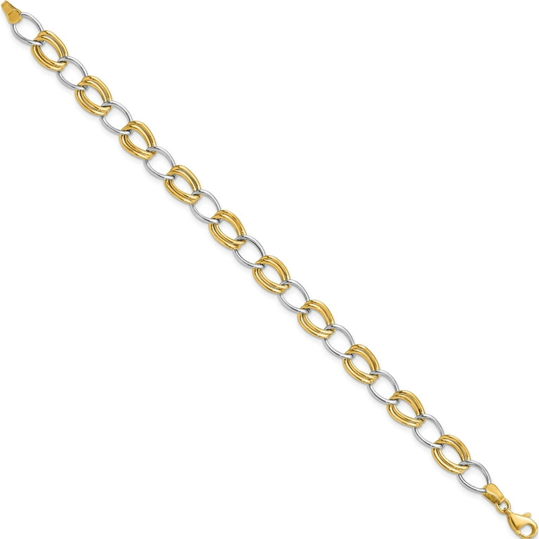 14K Two-Tone Polished Open Link Bracelet (7.5 X 8) Made In 14K Two-Tone Polished Open Link Bracelet (7.5 X 8) Made In
