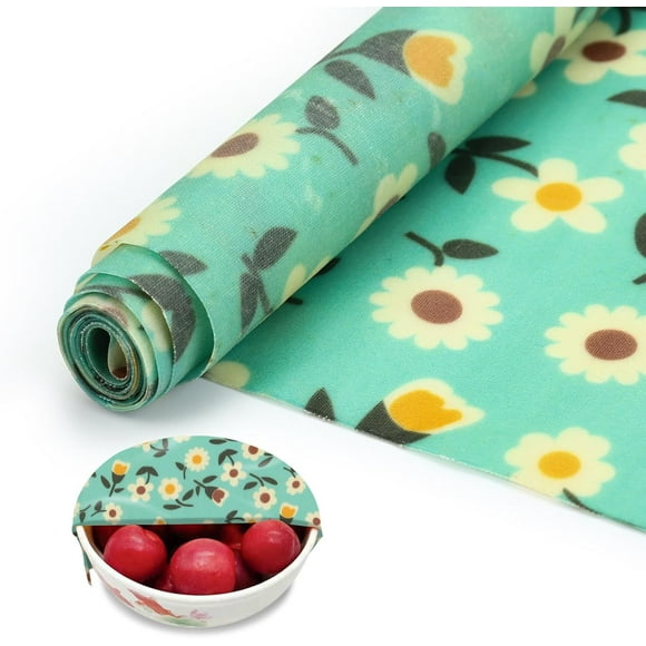 Beeswax Wrap Roll ,100cm x 33cm, Reusable Beeswax Wraps for Food, for Bread ,Sandwich ,Wrapper Bowl Covers, White Flower