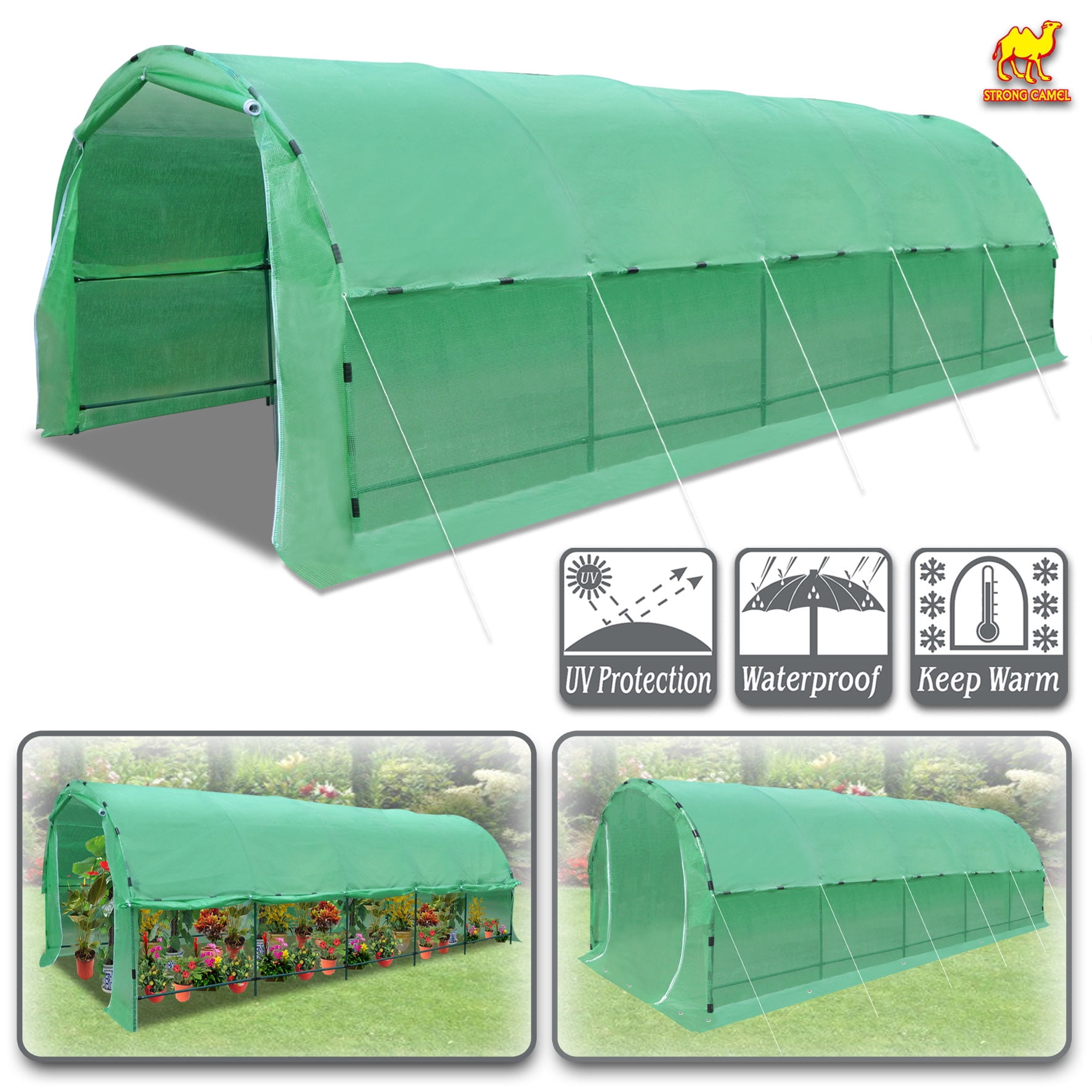 Strong Camel Greenhouse 24.6' X10' X 7' Portable Walk In Outdoor Plant Gardening Hot Green... by Sunny Outdoor Inc