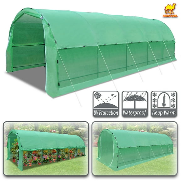 Sunny - 24.6' x 10' x 7' - Green - Portable Walk-In Greenhouse w/ ABS Snap Clamp