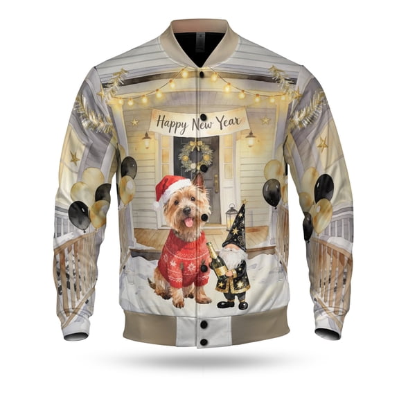 Happy New Year 2026 Cairn Terrier Santa Gnome Holiday Party Snow All Over Print 3D Baseball Jacket Cairns Dog Lover Bomber Jacket Softball - 13019