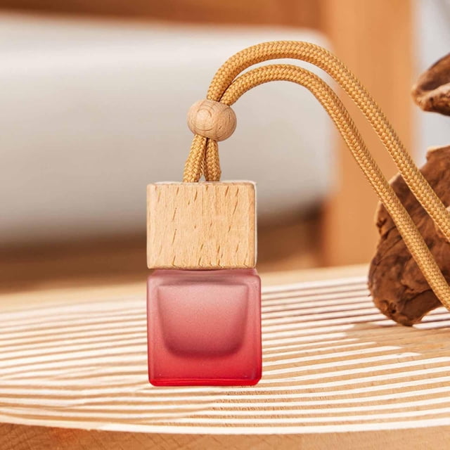 Botella difusora de ambientador colgante para coche, organizador de frascos de perfume, colgante de botella de aceite esencial de vidrio vacío, 8 ml Rojo