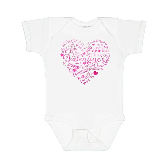 Inktastic Valentine words in pink Boys or Girls Baby Bodysuit