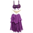 thumbnail image 1 of Traje de danza del vientre morado brillante con lentejuelas bordadas para mujer, 1 of 8