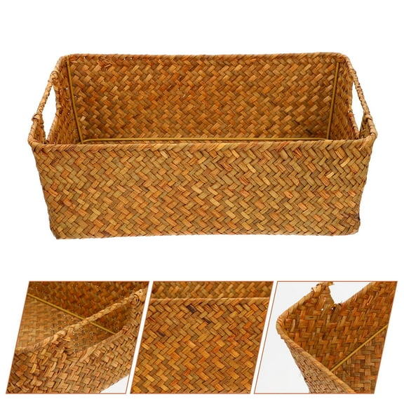 STOBOK Bread Holder for Kitchen Counter Orange Woven Basket Storage 1Set for Home Users