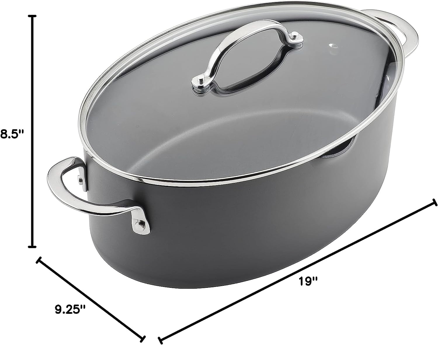 Dropship 8-quart Hard-anodized Nonstick Oval Pasta Pot With Lid And Pour  Spout to Sell Online at a Lower Price
