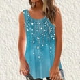 thumbnail image 3 of TKLPEHG Women's Summer Casual Fashion Print Tank Top Sleeveless Round Neck Loose Tops Fashion Clothes (Light Blue,XXL), 3 of 5