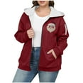 thumbnail image 3 of Feancey Plus Size Zip Up Hoodies for Women Christmas Sweatshirt Jackets Winter Sherpa Lined Hooded Jacket Cute Santa Claus Print Sweatshirts Red XL, 3 of 6