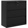 thumbnail image 1 of 3 Drawer Lateral File Cabinet with Lock, Heavy Duty Steel Office Storage for Letter/Legal/A4 Documents, Easy Assembly Space-Saving Design - Black, 1 of 7