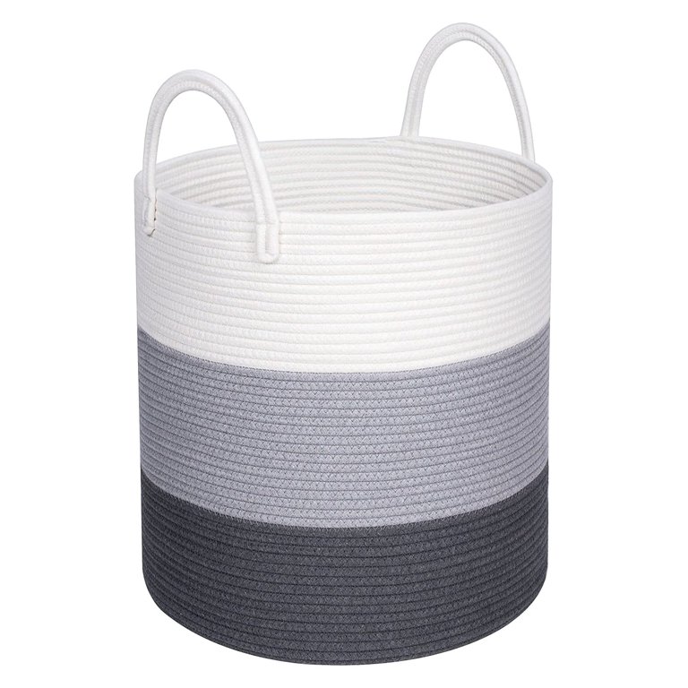 16 x 16 x 18 Extra Large Storage Basket with Lid, Cotton Rope