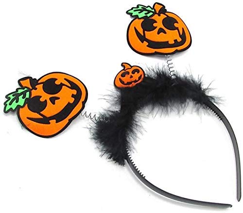 Pumpkin Design Halloween Head Boppers with Fur Headband For Kids /& Adults Gift