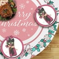 thumbnail image 4 of Merry Christmas Gingerbread Man Round Tablecloth 60 x 60 Inch, Pink Xmas Peppermint Candy Decorative Table Cloth Dining Table Cover, Snowflake Holiday Dinner Party Picnic Decoration, 4 of 5