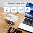 thumbnail image 6 of 15Ft Long Extension Cord with Multiple Outlets, Flat Plug Surge Protector Power Strip, 8 Outlets & 4 USB Ports (2 USB C), Desk Charging Station for indoor Home Office, College Dorm Room Essentials, 6 of 13