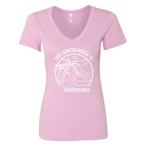 Inktastic Summer Vacation Mode Fort Walton Beach Florida Women's V-Neck T-Shirt