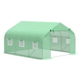 thumbnail image 3 of Outsunny 12' x 10' x 7' Outdoor Walk-in Greenhouse, Tunnel Green House with Roll-up Windows, Zippered Door, PE Cover, Heavy Duty Steel Frame, Green, 3 of 10