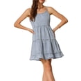 thumbnail image 1 of Vestido de tirantes de mezclilla Inspire Chic para mujer, vestido de verano de línea A sin mangas, en gris azul, 1 of 5