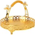 thumbnail image 2 of Plateau à Fruits Rond de Style Rétro avec Poignée, Bol Décoratif Grande Capacité pour Fête et Bar, en Alliage Robuste (Couleur Or Taille Moyenne), 2 of 8