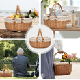 thumbnail image 2 of Wicker Picnic Basket with Double Folding Handles,Willow Picnic Hamper,Natural Hand Woven Easter Basket,Easter Eggs and Candy Basket,Bath Toy and Kids Toy Storage,Gift Packing Basket.Yellow, 2 of 6